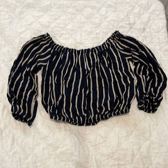 Brandy Melville Tops - Crop top black and white striped size small